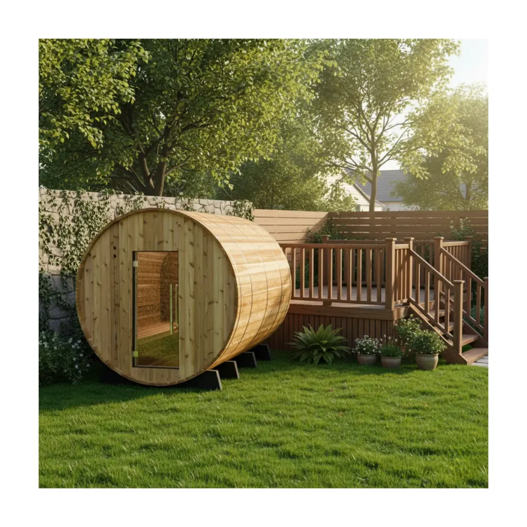 Almost Heaven Lewisburg 6-8 Person Barrel Sauna Rustic Red Cedar