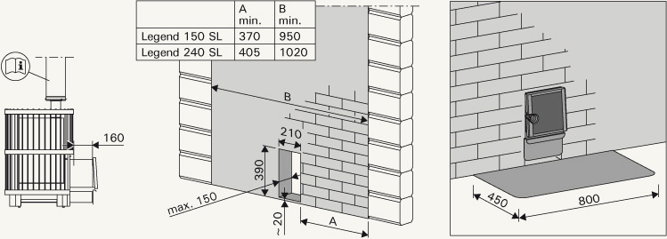 Legend SL installation cutout diagram